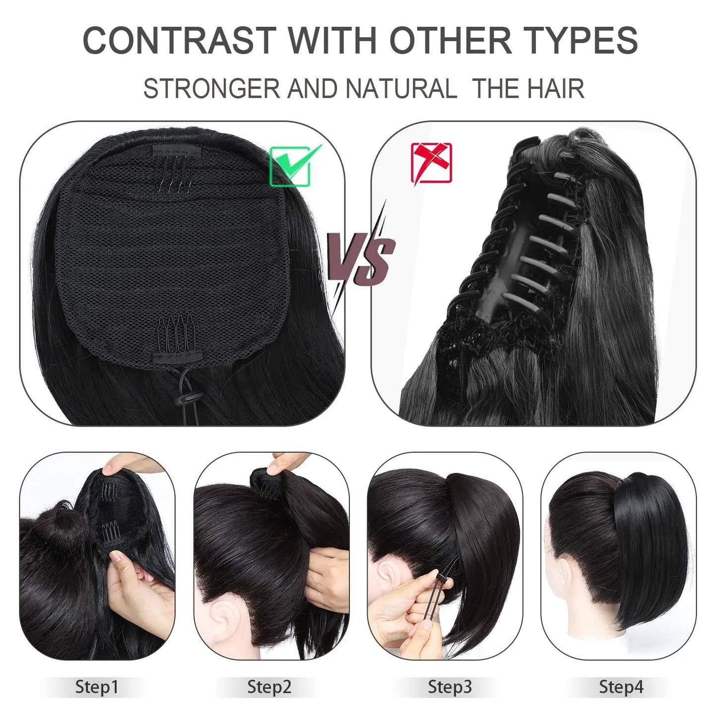 fashion straight hair ponytail wig female short drawstring bun natural simulation chemical fiber fluffy ponytail