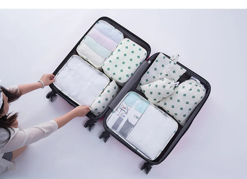 7/8/9 PCS New Set Travel Organizer Storage Bags Large Capacity Suitcase Storage Luggage Clothes Sorting Organizer Set Shoe Pouch