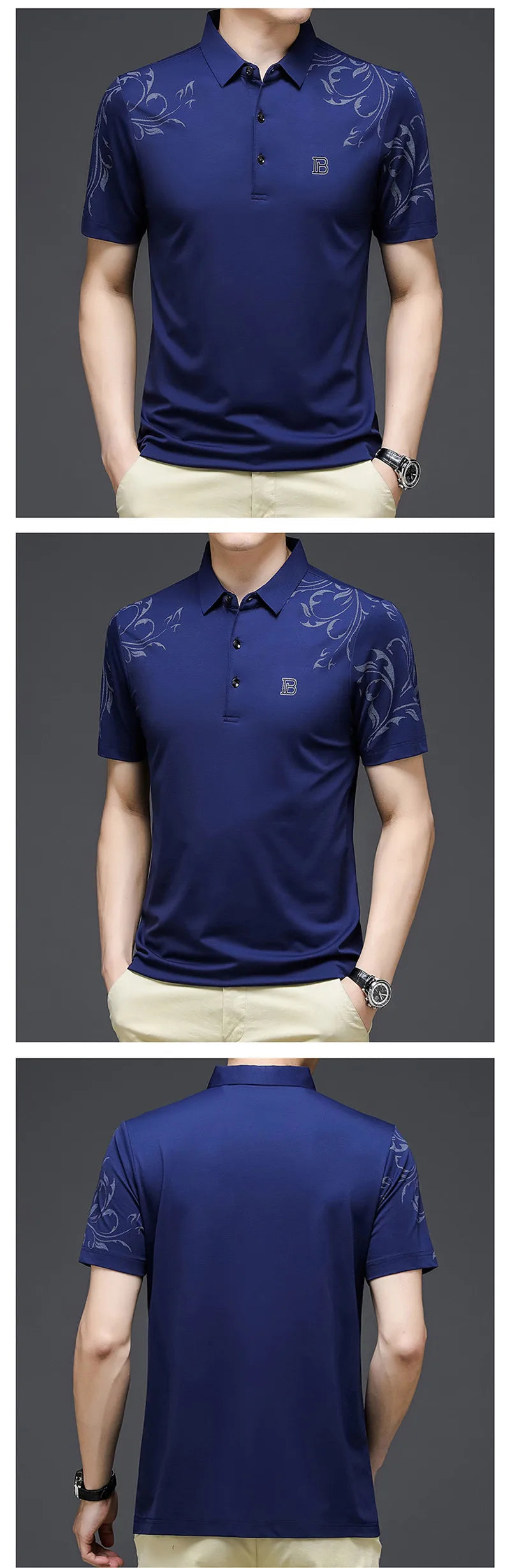2024 New Fashion Men's Polo Shirt Short Sleeve Letter Printed Summer Shirt Solid Loose Fit Polo Shirt for Male Clothing