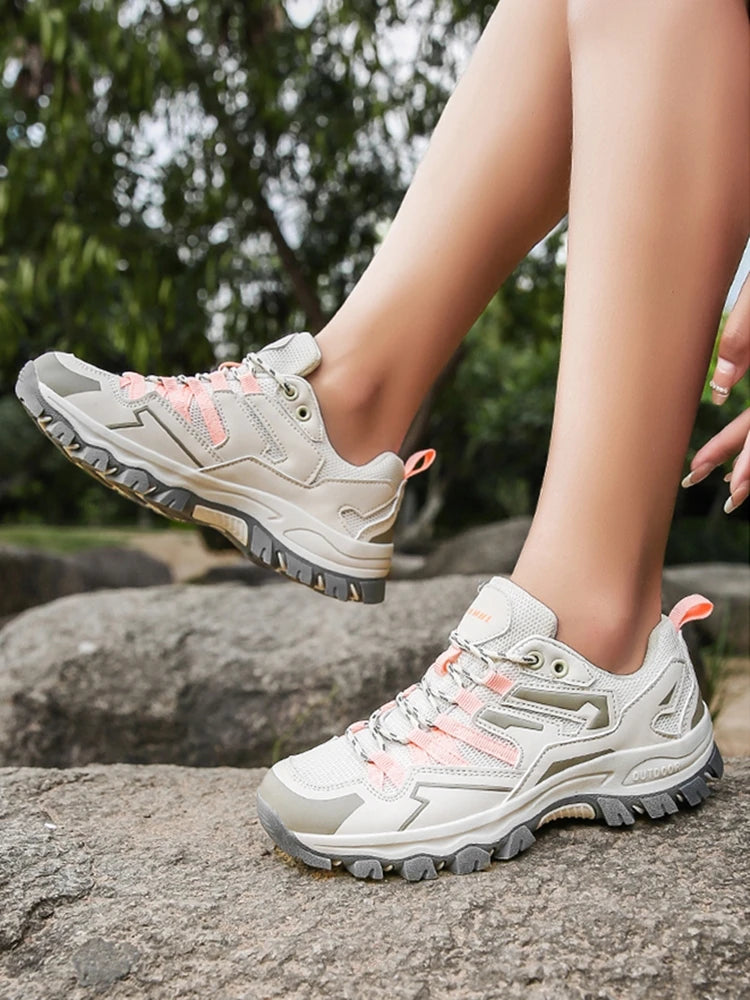 2023 Women Outdoor Casual Shoes Summer Breathable Mesh Hiking Sneakers Female Light Trekking Footwear Flat Fashion Climbing Work