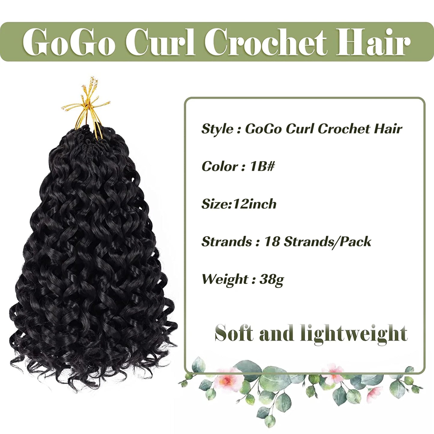 GoGo Curl Crochet Braids for Water Wave Crochet Hair for Black Women,12in Natural Black Deep Synthetic Braiding hair Extensions