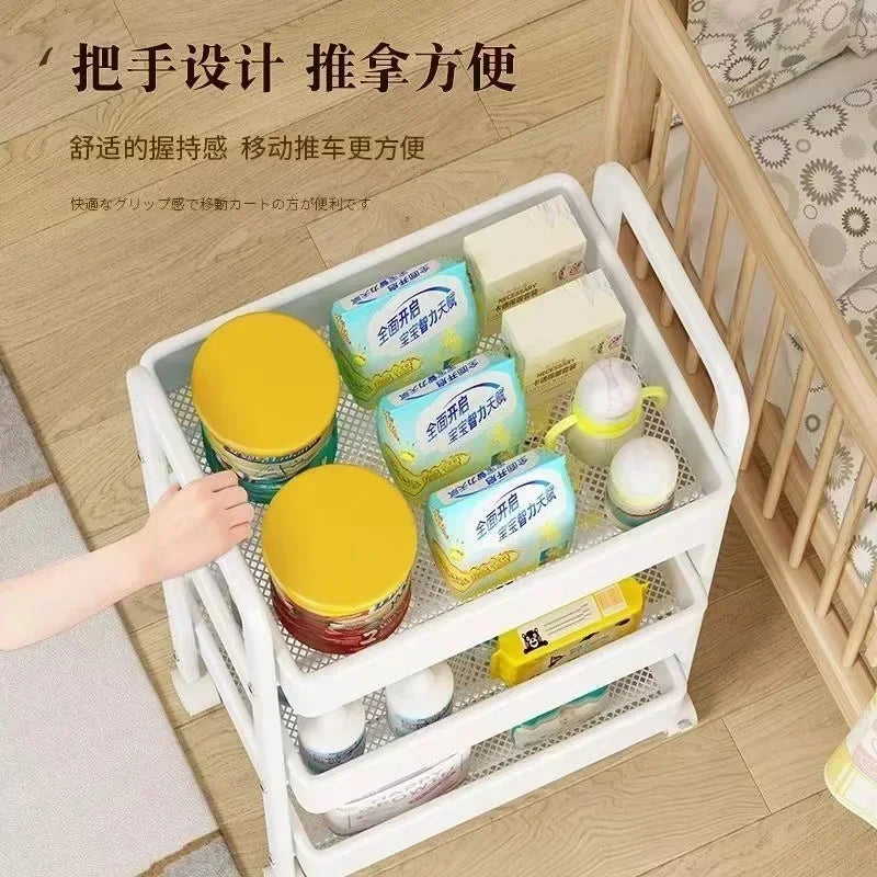 Household Multi-layer Small Cart Storage Rack Floor To Floor Kitchen Bedroom Bathroom Storage Rack Storage Rack With Wheels