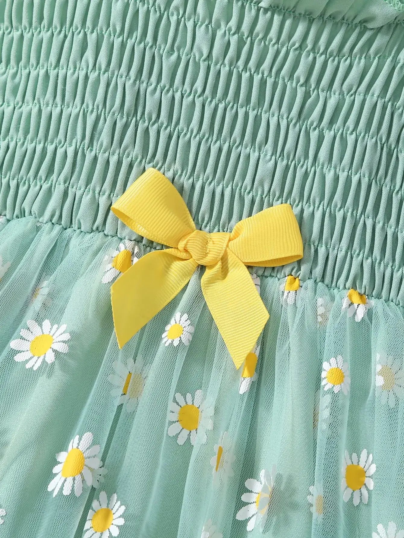 Summer Girls Dress Suspender Bow Princess Dress Gauze Skirt Flowers 4-7y