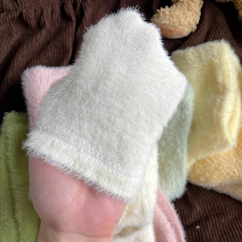 Solid Cozy Mink Velvet Socks Women Autumn Winter Hosiery Thicken Warm Pure Color Sleep Bed Floor Home Fluffy Harajuku Girl Sock