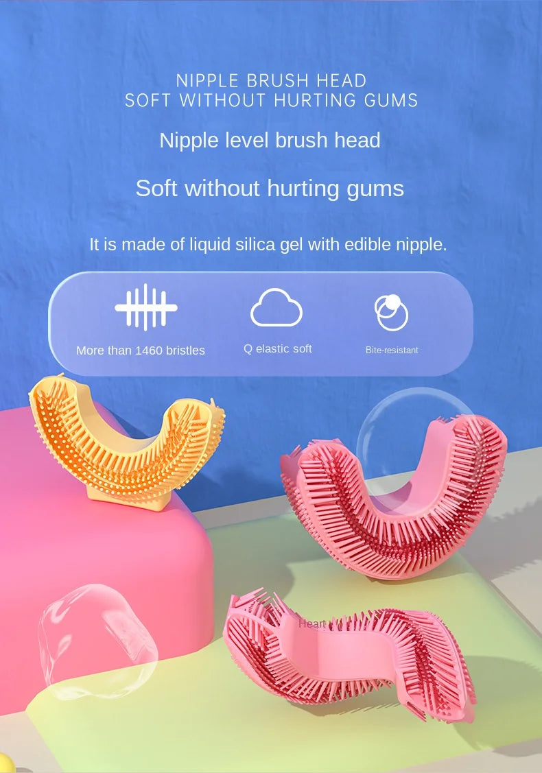Baby Toothbrush Manual Children Teeth Oral Care Clean Brush 360 Degree U-shaped Silicone Infant Teethbrush Newborn Kid Teethers