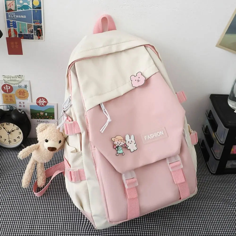 Nylon Book Bag Large Capacity Teenage College Backpack Fashion School Bag Cute Girls Boys Travel Backbag College Bag Waterproof