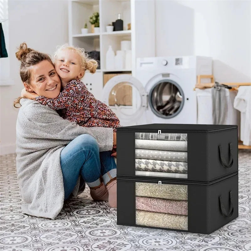 Clothes Storage Bag Folding Nonwoven Storage Bag Portable Large Capacity Storage Bag Dustproof Zip Clothes Quilt Storage Bag