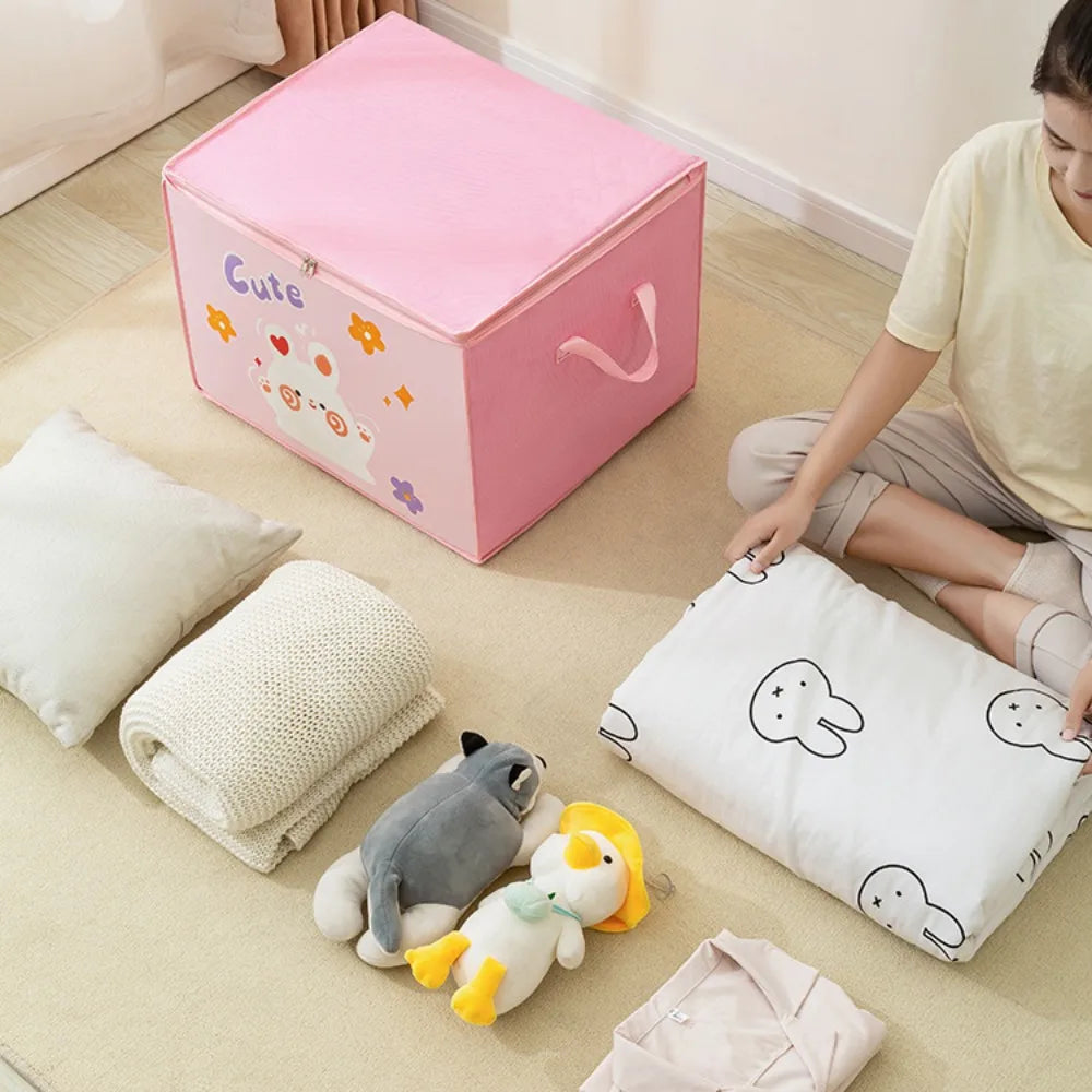 Cartoon Bear Storage Bag Zipper Large Capacity Clothes Quilt Storage Bag Moisture-Proof And Mildew Proof Moving And Sorting Bag