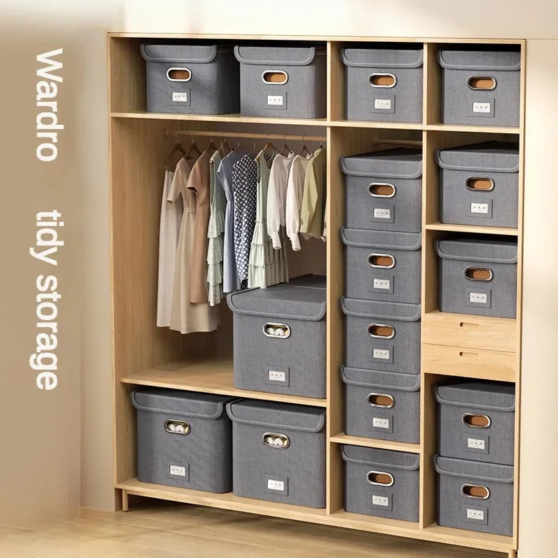 Cation Folding Conjoined Lid Organiser Large Capacity Flip Lid Organiser Household Clothes Organiser Wardrobe Storage Boxes