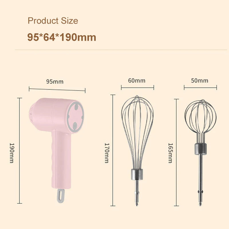 Wireless Portable Electric Food Mixer Hand Blender 3 Speeds High Power Dough Blender Egg Beater Baking Hand Mixer Kitchen Tools