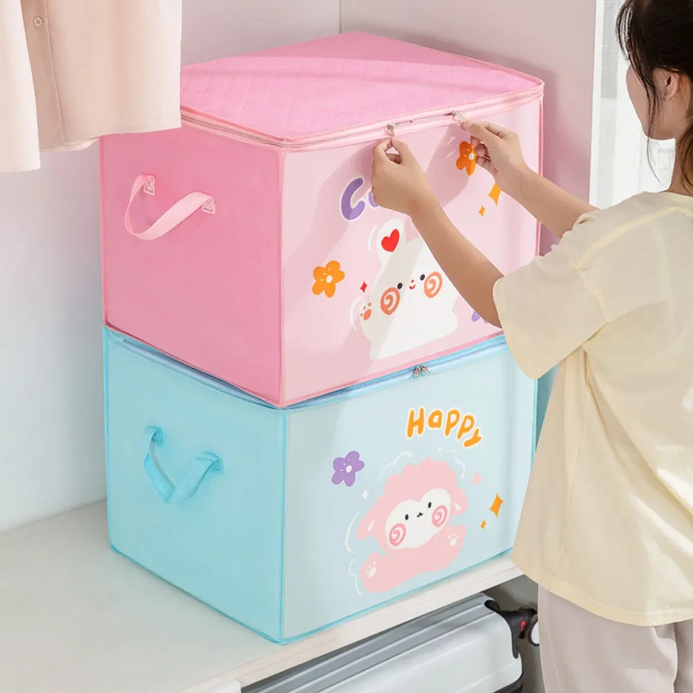 Cartoon Bear Storage Bag Zipper Large Capacity Clothes Quilt Storage Bag Moisture-Proof And Mildew Proof Moving And Sorting Bag