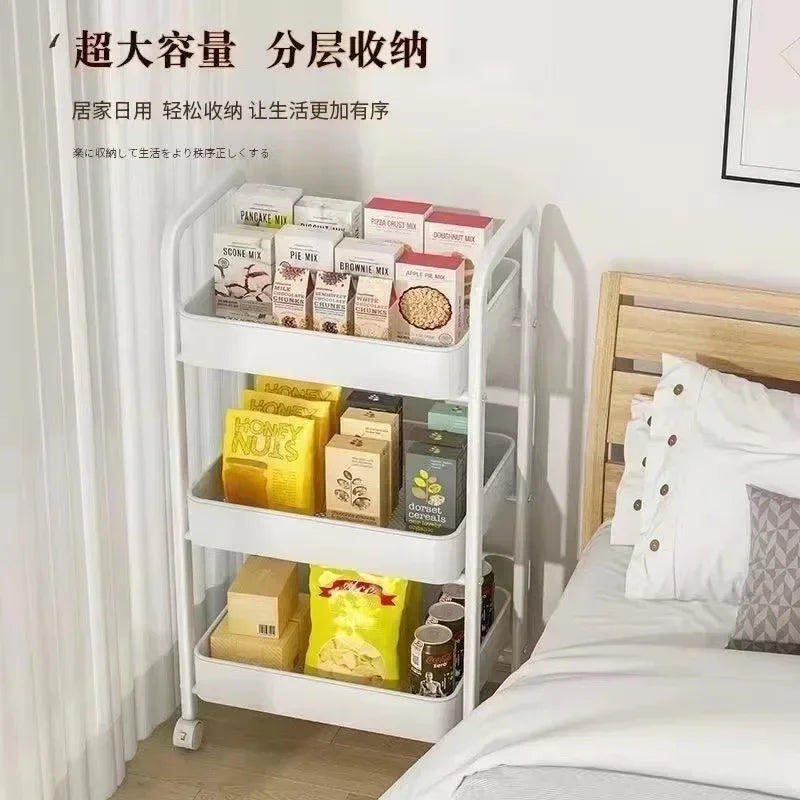 Household Multi-layer Small Cart Storage Rack Floor To Floor Kitchen Bedroom Bathroom Storage Rack Storage Rack With Wheels