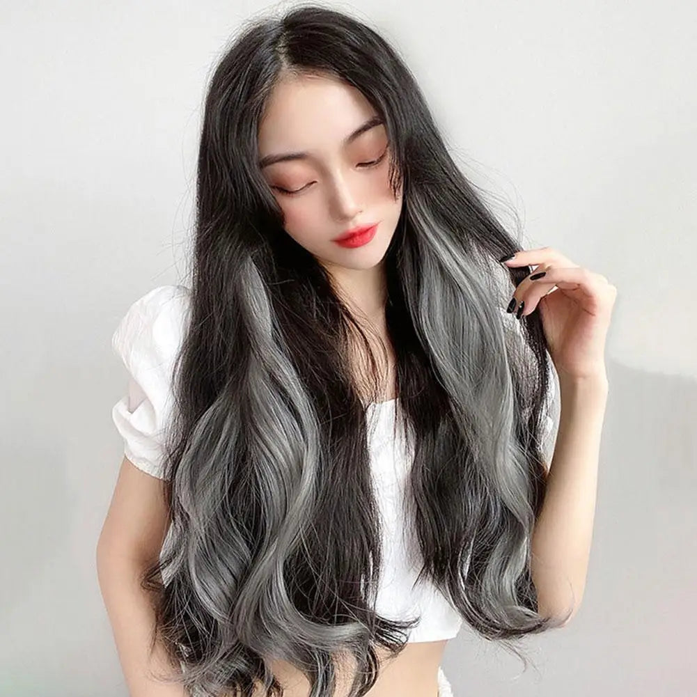 Curled Hair Ear Dye Hair Patches Seamless One Piece Color Highlight Dyed Wig Patch Women's Long Hair Invisible Wig