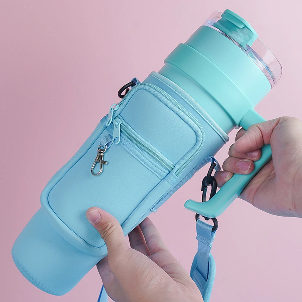 40oz Water Bottle Cover Bag Pouch With Adjustable Straps Neoprene Water Pouch Holder Bottle Carrier Bag For Stanley Quencher Cup