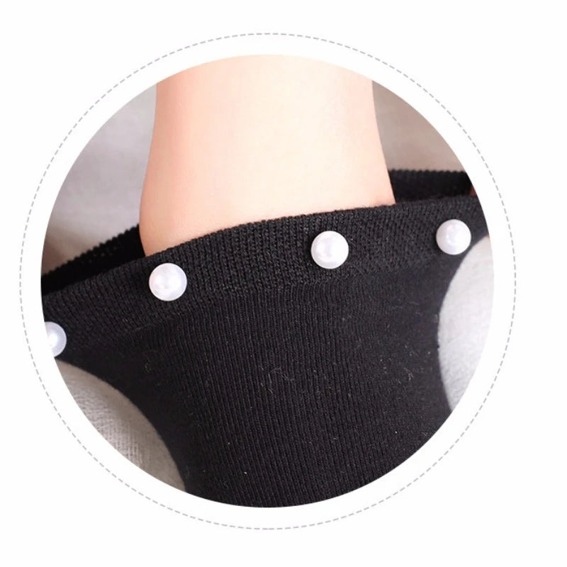 Women Socks Cotton Lovely Candy Color Imitation Pearl Women's Socks.Casual Ladies Girl's Short Female Socks Sox Hosiery