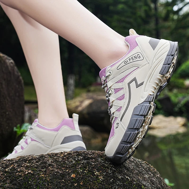2023 Women Outdoor Casual Shoes Summer Breathable Mesh Hiking Sneakers Female Light Trekking Footwear Flat Fashion Climbing Work