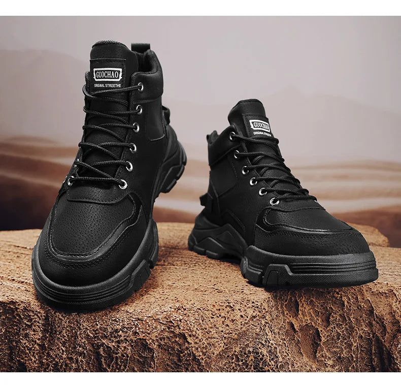 2024 Mens Boots Casual Shoes Winter Leather Designer Luxury Ankle boots Platform Work Safety shoes Sneakers botas para hombre