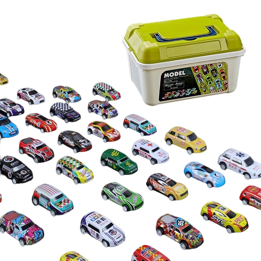 20-50Pcs/set Mini Car Set Inertia Pull Back Cars for Boys Plastic Vehicle Model Collection Toys Birthday Gift for Kids Toddler