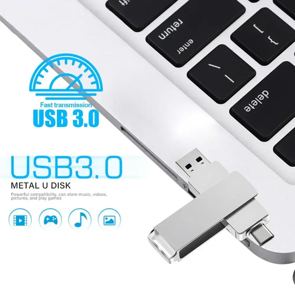 Xiaomi 2TB U Disk 1TB 16TB Pen Drive USB 3.0 Type-C Interface Mobile Phone Computer Mutual Transmission Portable USB Memory