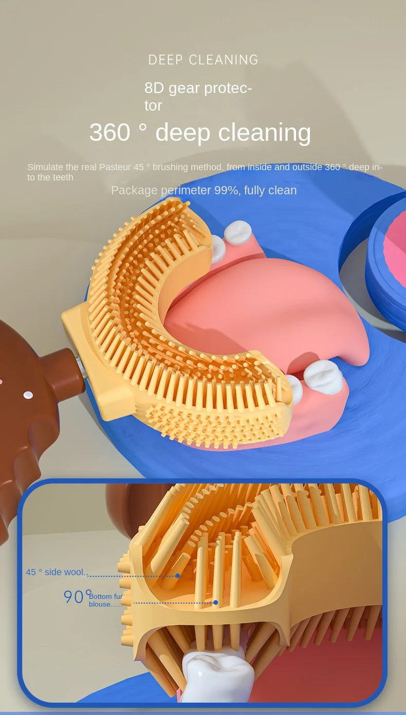 Baby Toothbrush Manual Children Teeth Oral Care Clean Brush 360 Degree U-shaped Silicone Infant Teethbrush Newborn Kid Teethers