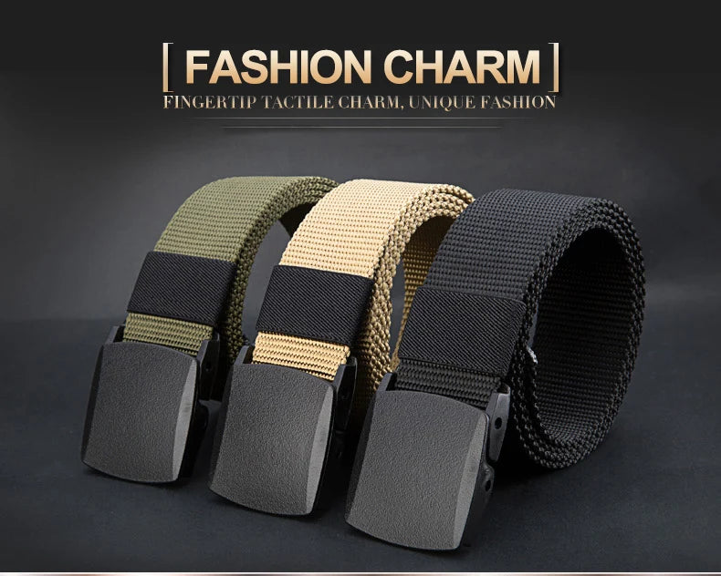 Men's automatic buckle nylon belt outdoor tactical canvas belt high-quality men's belt