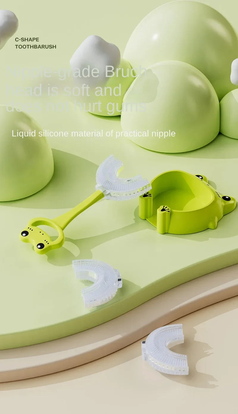 Kids Cartoon Baby Toothbrush Children 360 Degree U Shaped Teeth Brush Oral Care Cleaning Brush Silicone Toothbrush for 2-12Y