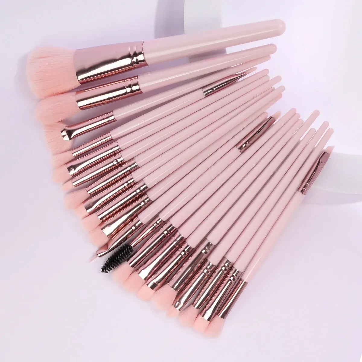 MAANGE 20PCS Makeup Brush Cushion Puff Set Pink Kabuki Foundation Powder Concealer Eyeshadow Eyebrow Brushes Mini Triangle Puff