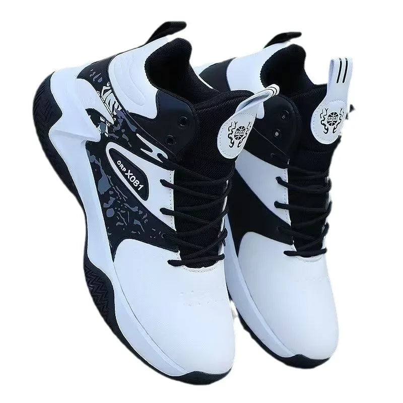 Fashionable High-top Waterproof Leather Basketball Shoes For Men Winter New Arrival Slip-on Motorcycle Boots