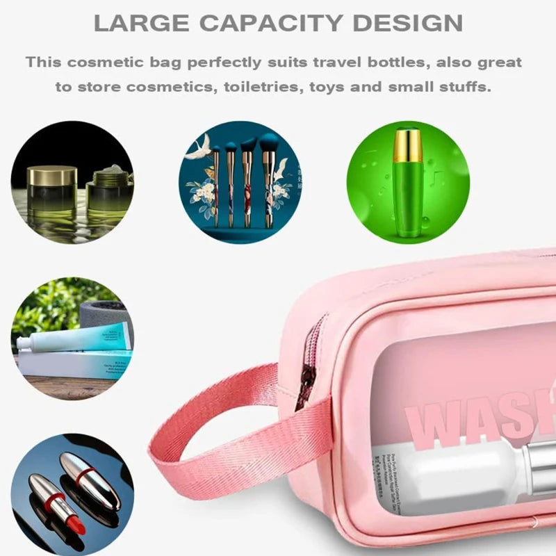 Portable Transparent PVC Makeup Bags Women's Waterproof Cosmetic Bag Travel Washing Toiletry Shower Storage Bag Pouches