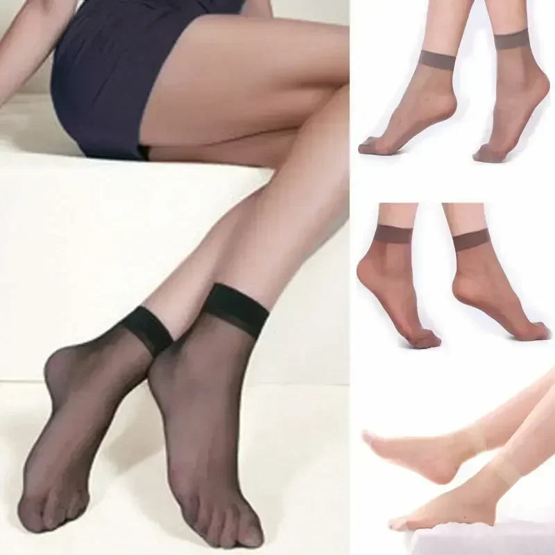 Summer Socks Skin Color Transparent Ultrathin Women Crystal Silk Socks Nylon Ladies Female Summer Short Ankle Sock Meias