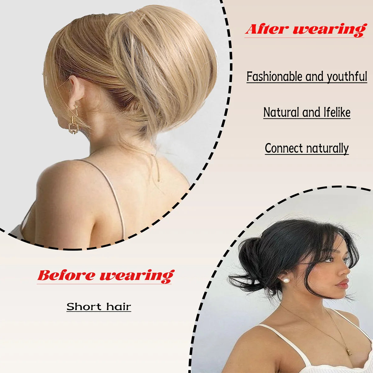fashion straight hair ponytail wig female short drawstring bun natural simulation chemical fiber fluffy ponytail