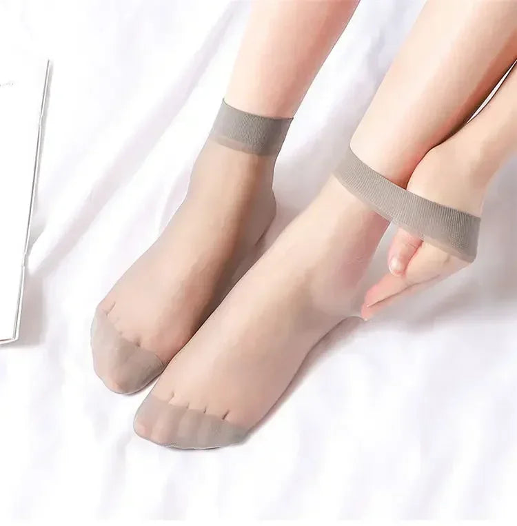 Summer Socks Skin Color Transparent Ultrathin Women Crystal Silk Socks Nylon Ladies Female Summer Short Ankle Sock Meias