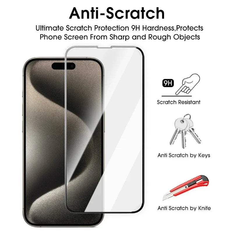 Screen Protector For iPhone 16 Plus 16 Pro Max Full Glue Cover Tempered Glass Protective Films For iPhone16 Phone Accessories
