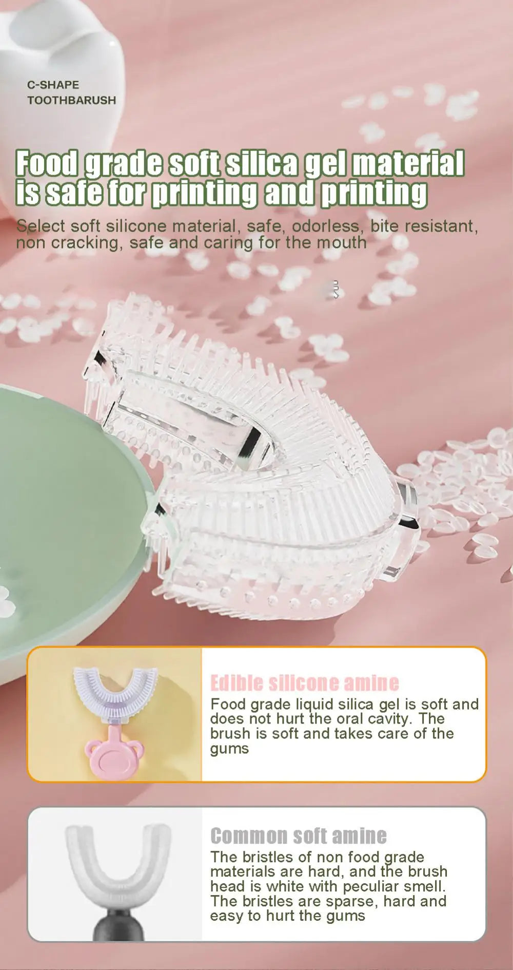 Baby Toothbrush 360 Degree Children U-shaped Toothbrush Teethers Brush Silicone Kids Teeth Oral Care Cleaning Baby Care Tools