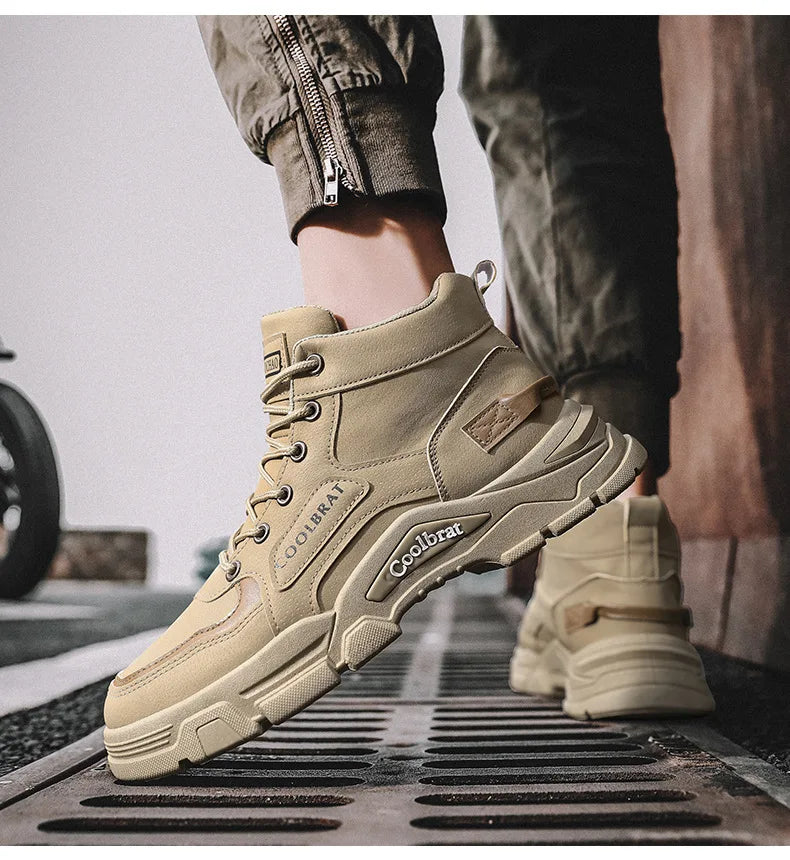 2024 Mens Boots Casual Shoes Winter Leather Designer Luxury Ankle boots Platform Work Safety shoes Sneakers botas para hombre