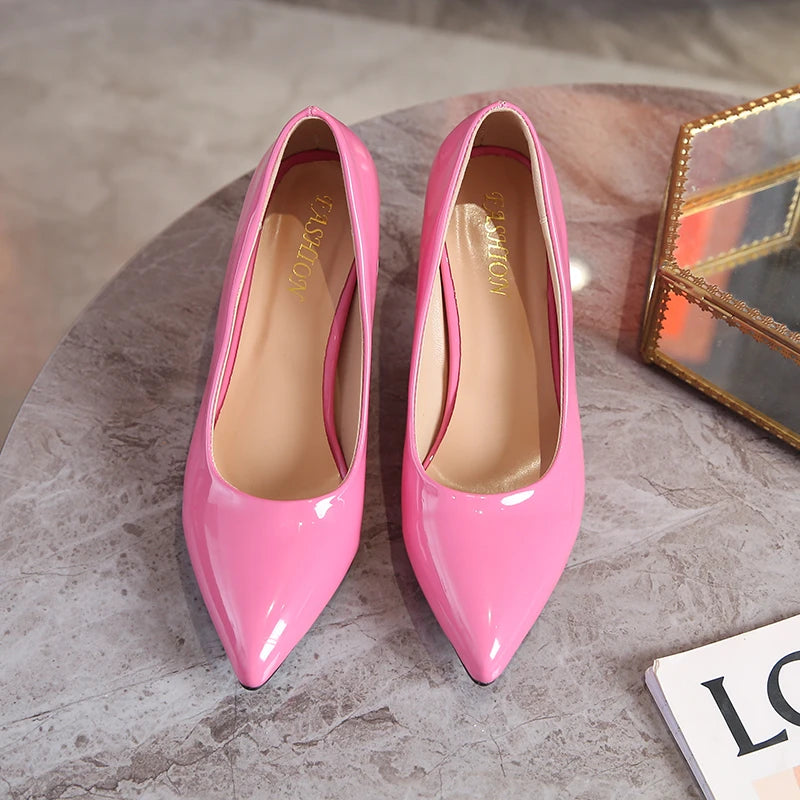 2024 Summer New Outwear Women's Large Heels Pointed Solid Color Light Mouth Versatile Comfortable Single Shoes for Women