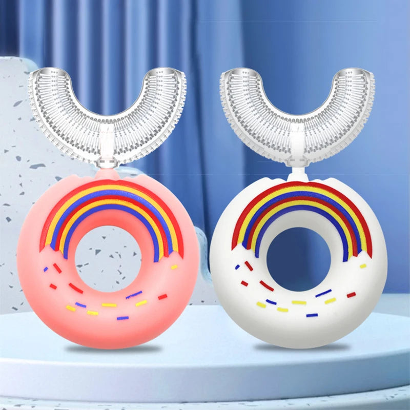 Kids U Shaped Toothbrush Silicone 360 Degree Children's Toothbrush For Teeth Cleaning Oral Care Cute Donut Brushes Teeth Care