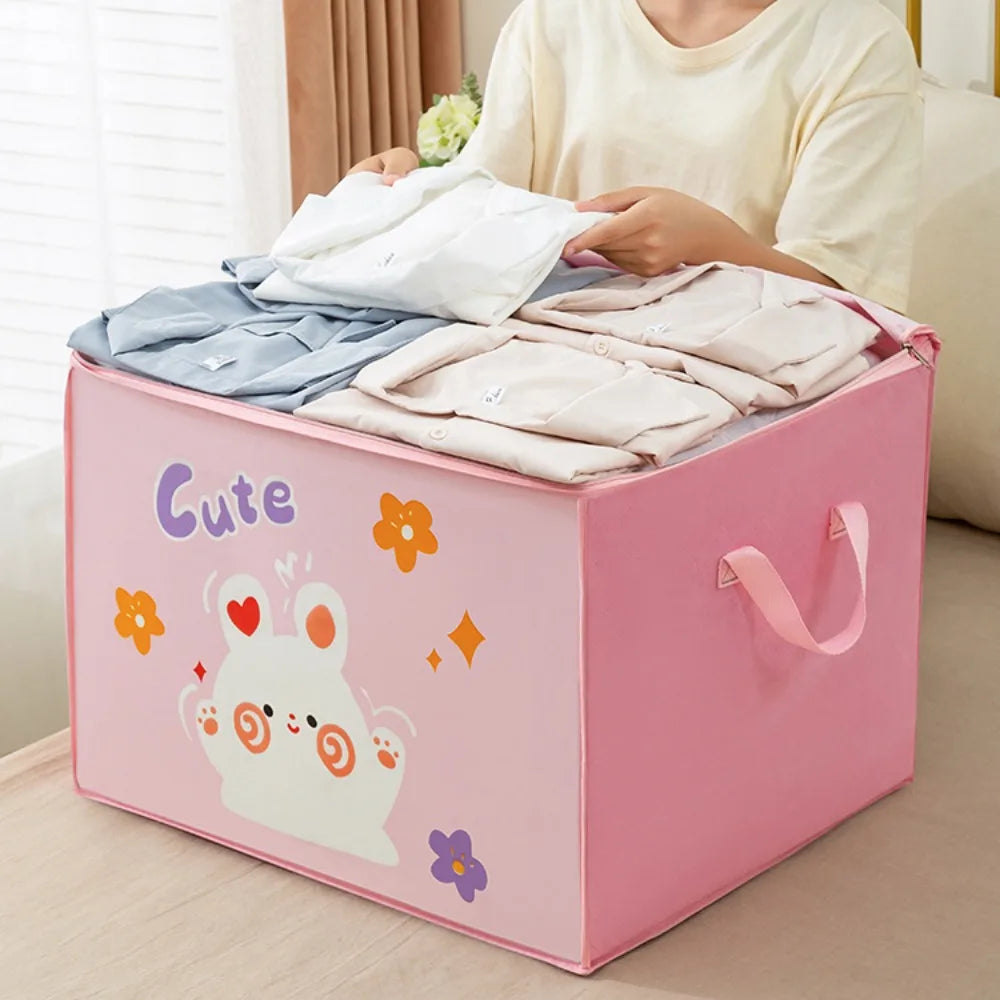 Cartoon Bear Storage Bag Zipper Large Capacity Clothes Quilt Storage Bag Moisture-Proof And Mildew Proof Moving And Sorting Bag