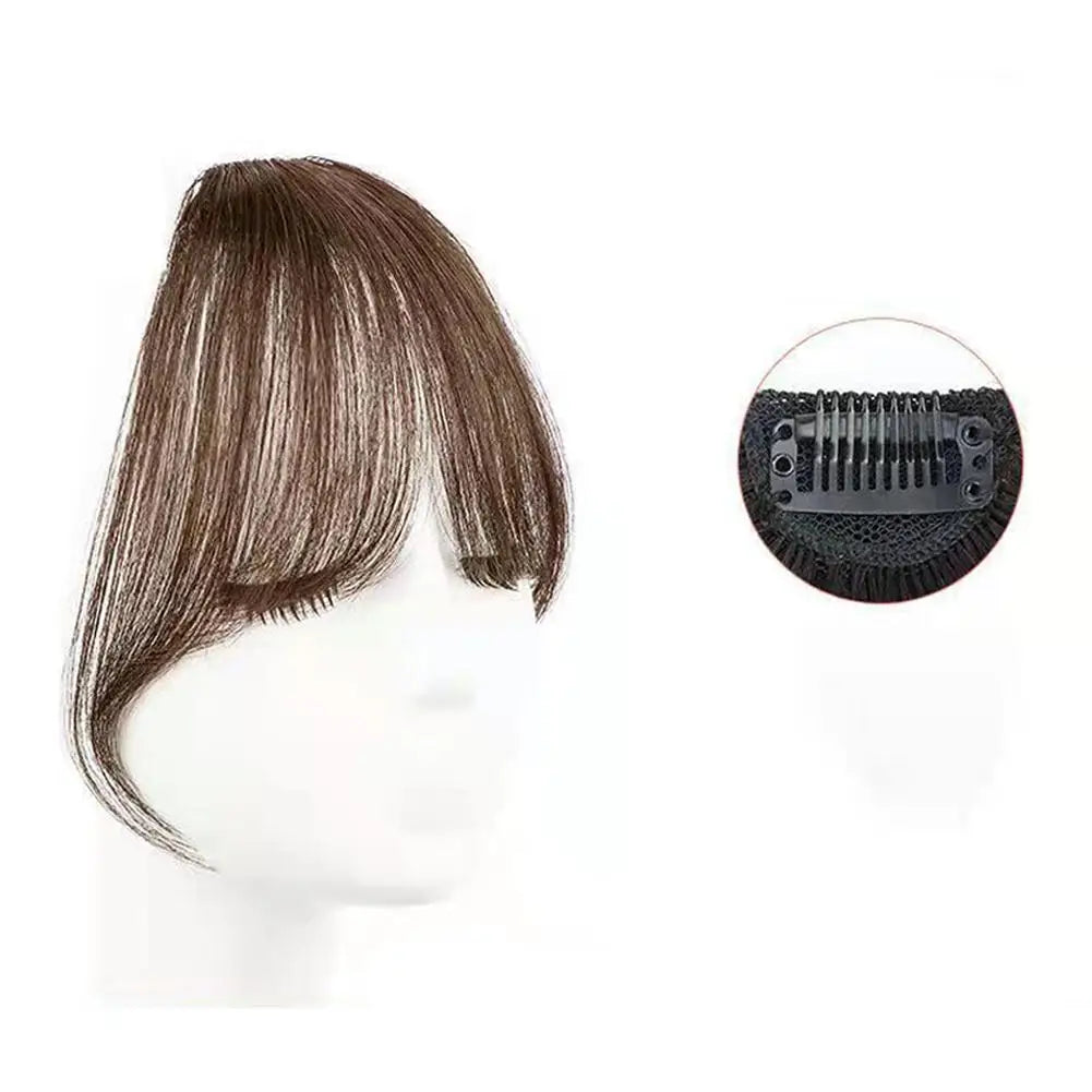 Air Bangs Wig For Women With Natural Front Forehead Invisible Hair Patch Round Face French Bangs Fake Bangs