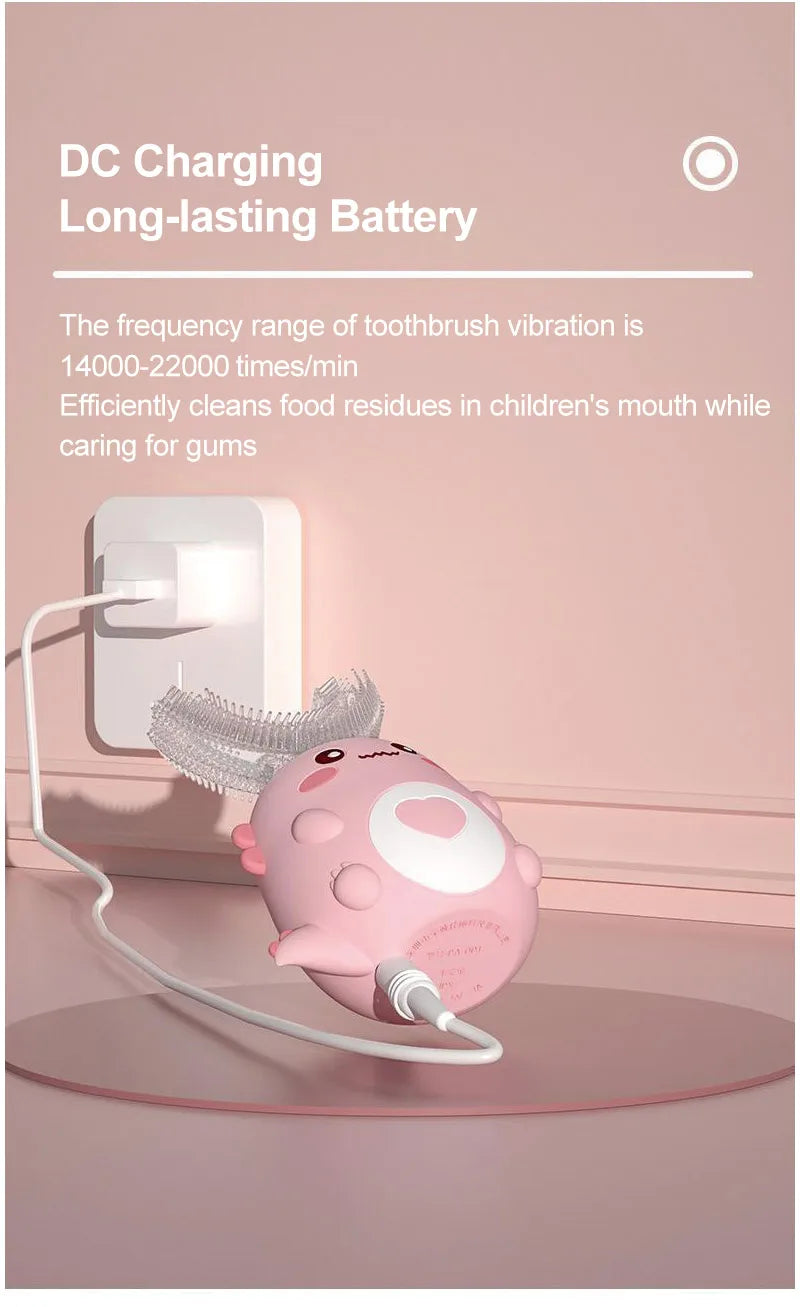 Children Electric Toothbrush Smart 360 Degrees U Shape Cartoon Pattern Kids Toothbrushes Rechargeable Sonic Automatic Toothbrush