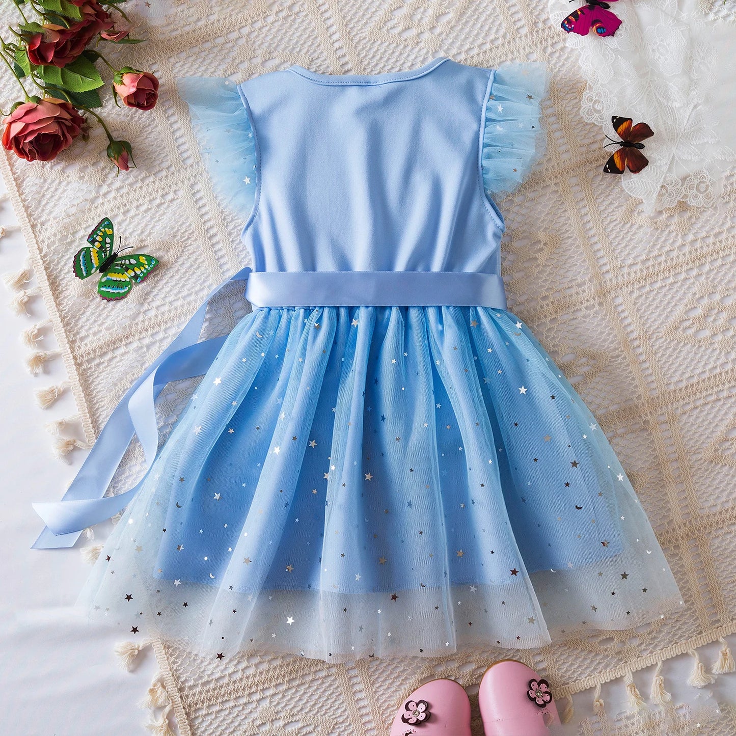 Polka Dot Tulle Kids Princess Dresses for Girls New Spring Autumn Wedding Birthday Party Vestido 3-8 Yrs Children Casual Clothes