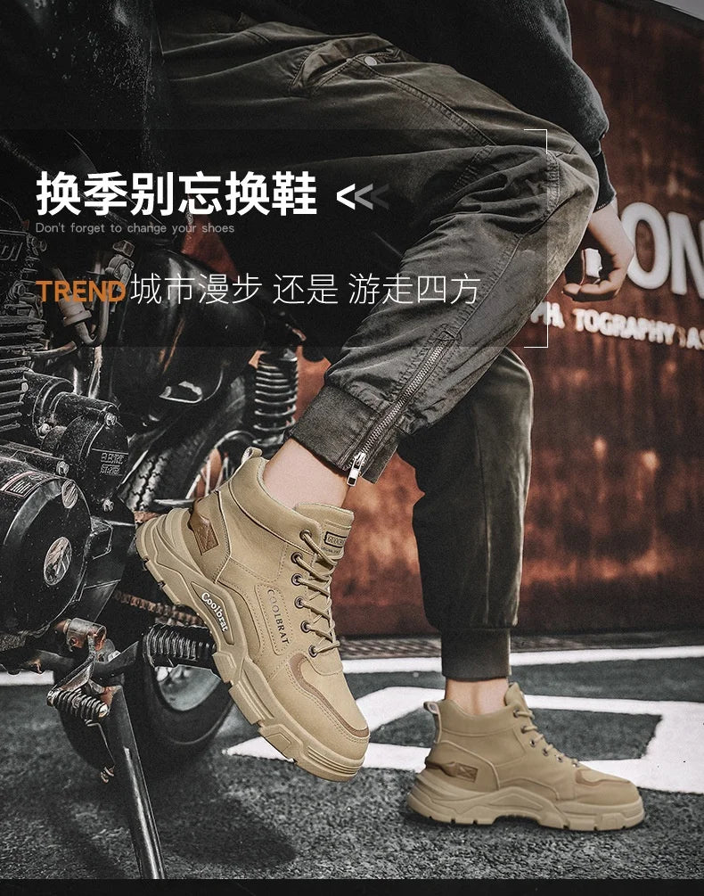 2024 Mens Boots Casual Shoes Winter Leather Designer Luxury Ankle boots Platform Work Safety shoes Sneakers botas para hombre