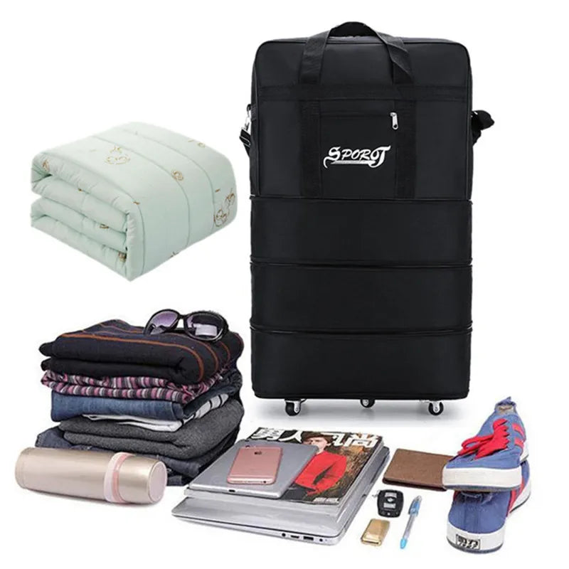 Foldable Luggage Bag  Airline Checked Bag Oxford Large Capacity Travel Universal Wheel Moving Storage Bag Rolling Packing Cubes