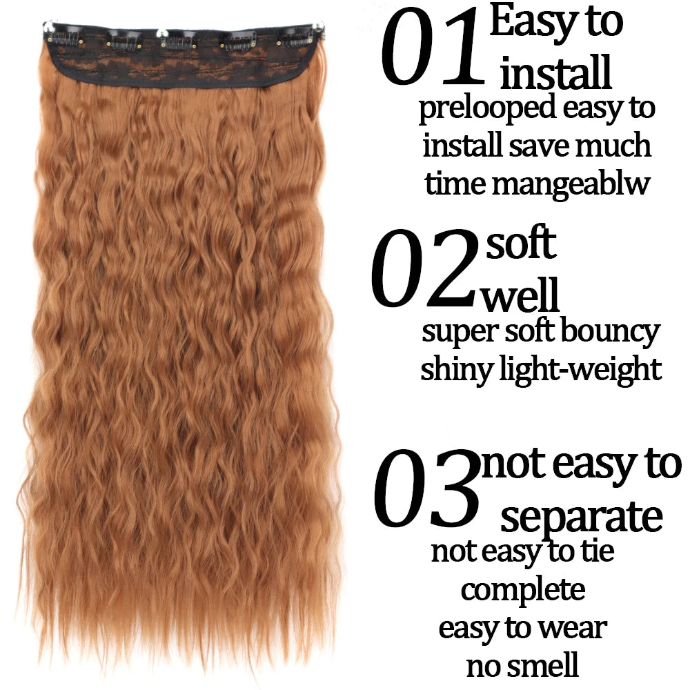 AZQUEEN Synthetic 22Inch Long Curly Hair Extensions Heat Resistant  5 Clips Women's Long Curly Wig Hair Accessories