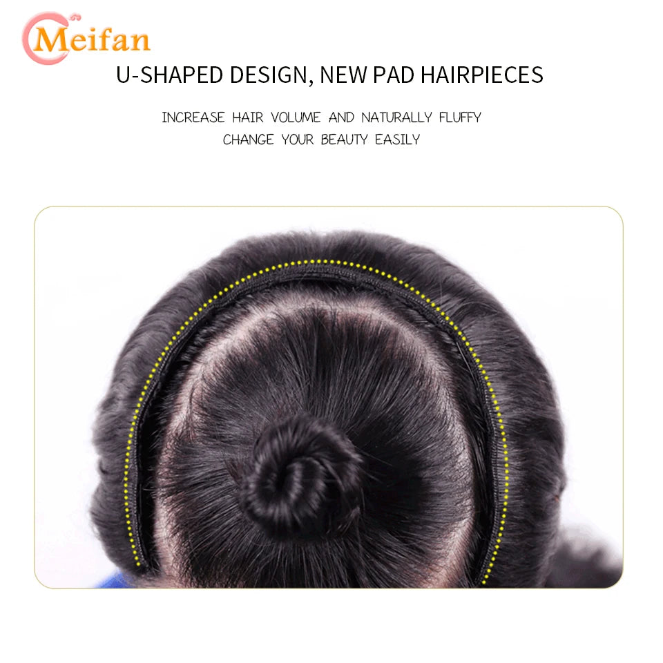 MEIFAN Synthetic Long Straight U-Shaped Half Wig Hair Clip in One-piece Hair Extension Invisible Natural Fake Hairpiece for Wome
