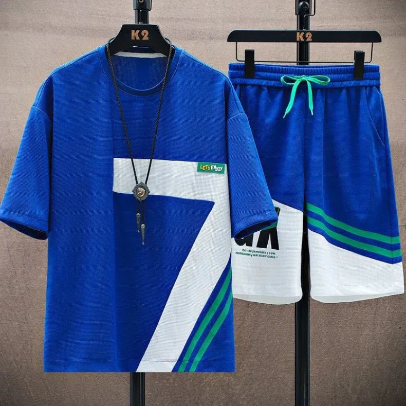 Summer T Shirts for Men Clothing Casual Gradient Men Set Tshirt Summer Running Men's Two-piece Oversize Gym Sport Short Pants