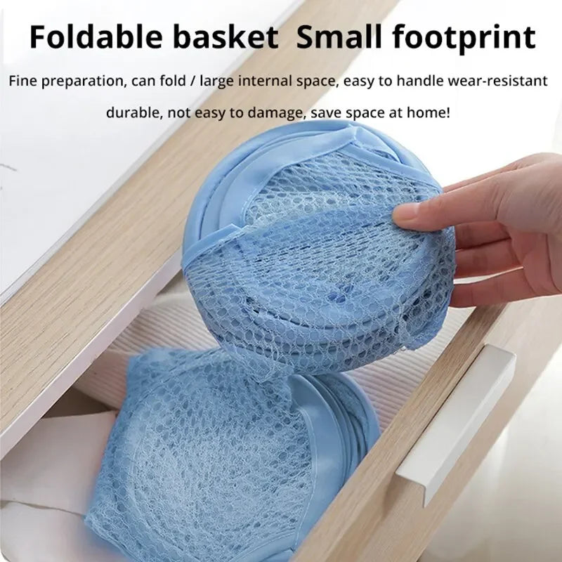 Hot 2PCS Folding Household Laundry Storage Basket Mesh Dirty Clothes Storage BasketToy Storage Bag Household Storage Bucket