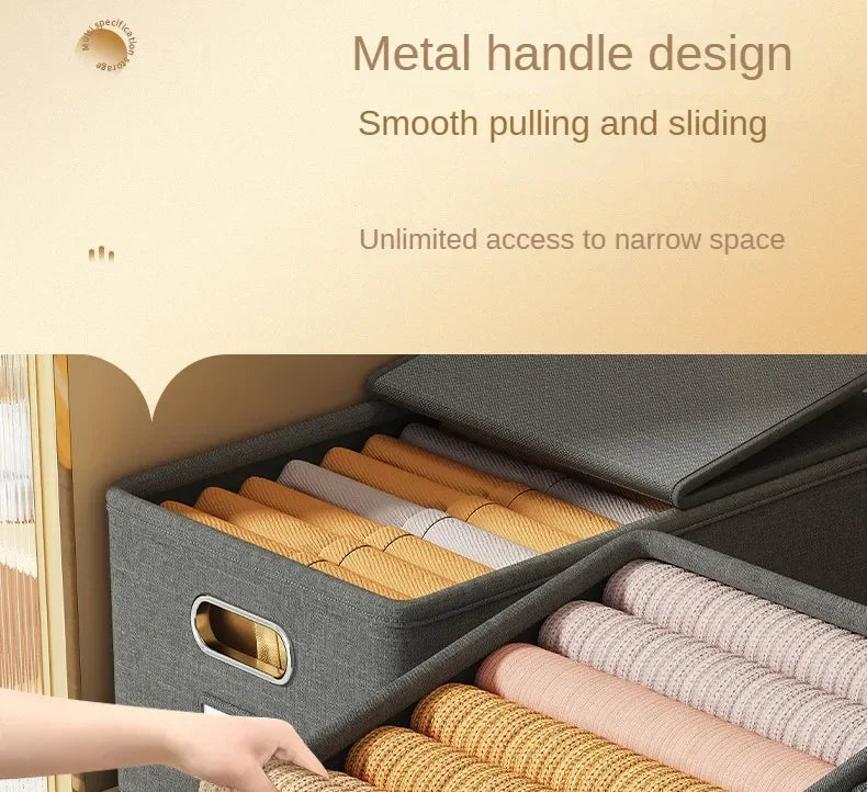 Cation Folding Conjoined Lid Organiser Large Capacity Flip Lid Organiser Household Clothes Organiser Wardrobe Storage Boxes