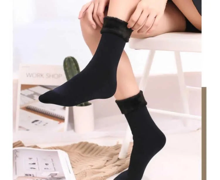 Women's Winter Thick Insulation Short Cashmere Socks Nylon Snow Velvet Boot Solid Color High-quality Women's Floor Socks