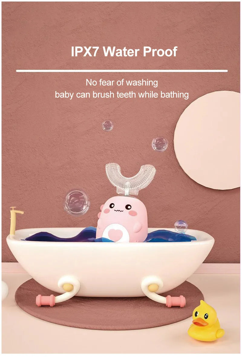 Children Electric Toothbrush Smart 360 Degrees U Shape Cartoon Pattern Kids Toothbrushes Rechargeable Sonic Automatic Toothbrush